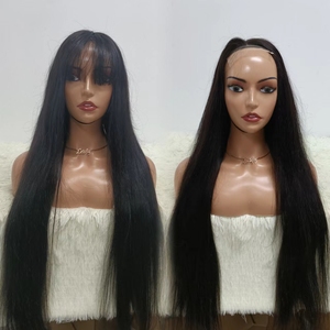 Letsfly 4x4 <b>Lace</b> Closure Straight Hair Bangs <b>Wigs</b> 10A 11A Raw Virgin Brazilian <b>Wigs</b> 100% Human Hair 14 to 32inch 250 to 350gram - Product Image 1