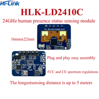 Sensor gerak Pir HLK-LD2410C 24G, ukuran kecil Hi-Link Sensor gerakan Pir kontrol pencahayaan dipasang di langit-langit Mmwave kehadiran manusia Sensor gerakan