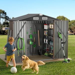 <b>Garden</b> Steel Shed 8x6 Ft With Vents For Outdoor <b>Tool</b> <b>Storage</b> - Product Image 3