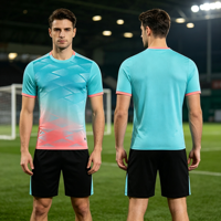 Maillot de football tendance pour homme à motif géométrique par sublimation, idéal pour l'entraînement des clubs professionnels et les sports athlétiques