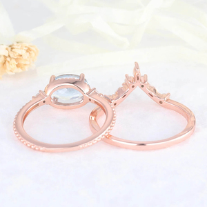 แหวนเงินแท้ 925 ประดับพลอยอะความารีนทรงลูกแพร์ธรรมชาติและเพชร CZ ขายส่งยอดนิยมในสหรัฐอเมริกา - Product Image 3