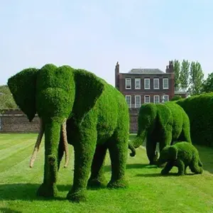 Fabrikant Hoge Kwaliteit Realistische Dier Topiary Sier Kunstmatige Olifant Gras Dier Outdoor Grote Kunstplanten