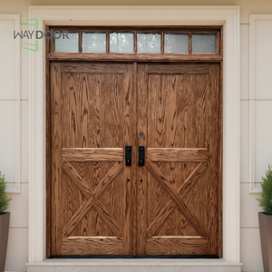 Puertas Frontales de Madera Insonorizadas y de Buena Privacidad para Casas, Acabado Exterior en Roble y Caoba, Puerta Doble de Madera Sólida - Product Image 2