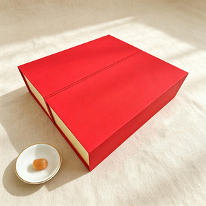 <b>Red</b> Rectangle Rigid Gift <b>Box</b> with Gold Foil Edge and Magnetic Closure for High-End Packaging - Product Image 5