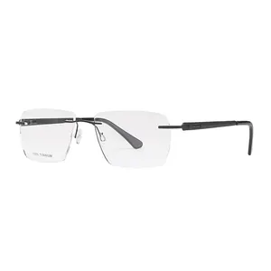 Venta al por mayor marco de vidrio 145-De titanio de alta calidad sin montura de gafas óptica de cristal de ojo para los hombres