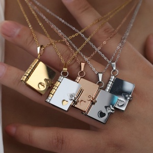 Collar con colgante de joyería chapado en oro, de acero inoxidable, transfronterizo, DIY, con álbum de fotos de apertura y cierre, carta de amor y cadena de clavícula - Product Image 4