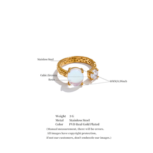 JINYOU 7174 New Arrivals Stainless Steel <strong>Moonstone</strong> Zircon Open Adjustable <strong>Ring</strong> for Women Exquisite Stylish Aesthetic Jewelry - Product Image 6