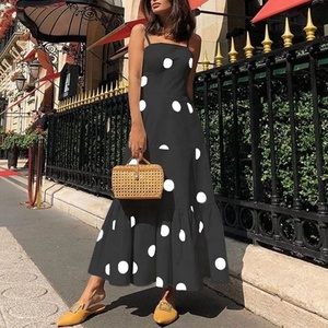 Nouveautés 2023 designer de haute qualité personnalisé dame mode été imprimé en gros rouge longue maxi robes à pois pour les femmes - Product Image 3