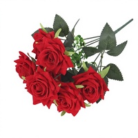 Bouquet de 7 petites roses artificielles en soie à angle droit pour mariage, hôtel, décoration intérieure – Lot semi-manuel pour fabricants