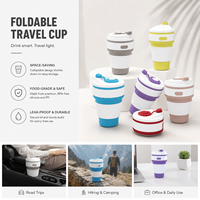 Tasses pliables en silicone au design vintage avec couvercles, tasses de voyage réutilisables, tasses à café portables anti-fuite à boire directement