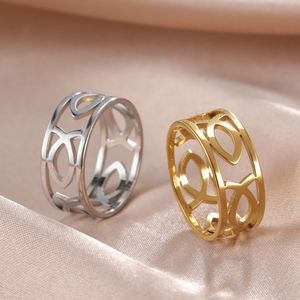 Myshape Ichthysイエス・フィッシュキリスト教のシンボルステンレス鋼クロスリング永遠のカトリックお守りカップルリングの約束 - Product Image 1