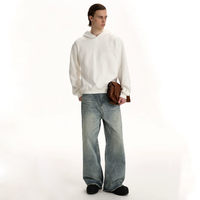 Sweat à capuche oversize de style tendance en coton 100% de haute qualité avec broderie 3D et transfert thermique, couleur unie, logo personnalisé OEM pour hommes
