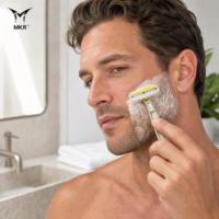 Rasoir intelligent à lame incurvée pour homme, rasoir manuel à deux couches, rasoir écologique pour le soin de la barbe et du visage
