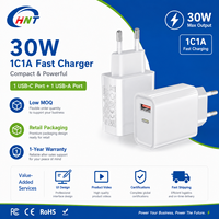 Vente d'usine - Chargeur rapide double port GaN 30W PD 3.0 - Prise US EU JP - Matériau ABS ignifuge pour iPhone, tablette, smartphones