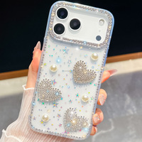 Coque de téléphone de luxe en gros avec bordure diamantée pour tous les modèles d'iPhone 18, 17, 16 Pro Max, coque arrière de protection style femme 15, 14