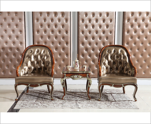 Poltrona Trono di Lusso Personalizzata <span class=keywords><strong>con</strong></span> Schienale Alto, in Legno Massello Intagliato a Mano, Rivestita in Tessuto Trapuntato, per Hall di Hotel, Villa, Lounge VIP - Product Image 2