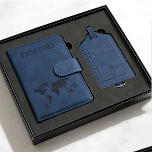 Set de <span class=keywords><strong>Regalo</strong></span> de Etiqueta para Equipaje y Porta Pasaportes con Bloqueo RFID, Caja de <span class=keywords><strong>Regalo</strong></span> de Viaje de Cuero PU, Hebilla Magnética Antirrobo - Product Image 3