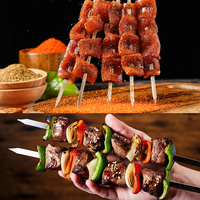 Ensemble de brochettes de barbecue en acier inoxydable de gros avec manche en bois
