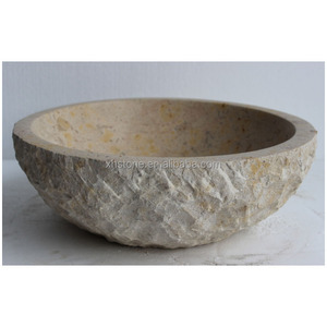 Chậu rửa mặt bằng đá cẩm thạch Travertine màu be nhạt, kích thước lớn, dùng cho phòng tắm - Product Image 6