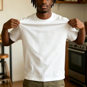 OEM LOGO Custom Screen Print 250g Heavyweight Blank Plain Seamless Thick Cotton <strong>Tshirt</strong> for Men American Vintage Casual Loose - Product Image 6