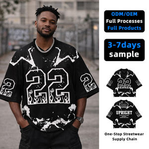 T-shirts décontractés pour hommes de premier choix, style hip-hop, en tricot Spandex/Polyester 200g, impression numérique, séchage rapide, service OEM, patchwork personnalisé - Product Image 1