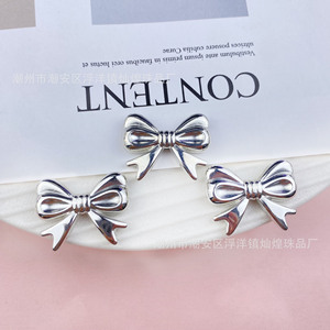 Silver Electroplated <b>Bow</b> Decorations Acrylic Women <b>Shoe</b> Accessories Summer 2025 Chaozhou Origin - Product Image 1