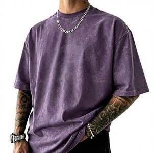 T-shirt en coton lavé à pois violets surdimensionné pour homme, style streetwear, manches courtes, col rond, coupe jersey - Product Image 1