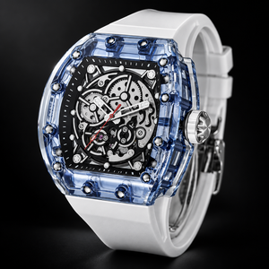 Montre mécanique personnalisée avec cristal saphir, tourbillon creux, bracelet en caoutchouc, résistante à l'eau, style minimaliste de luxe, unisexe - Product Image 3