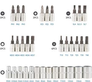 Portable 46pcs <b>Screwdriver</b> Socket Bit <b>Set</b> Ratchet Wrench Combination Tools Kit with Hand Operated Hard Case - Product Image 6
