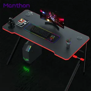 New Modern Custom Portable Adjustable L Shape RGB LED Lights Computer PC Gamer Gaming Table Desk