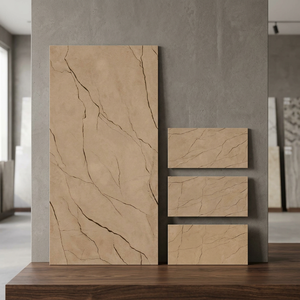 Carreaux de porcelaine Alfredo Light Natural Wood Dark Marble Look 600x1200mm, aspect marbre foncé, brillant, pour sol et mur - Product Image 6