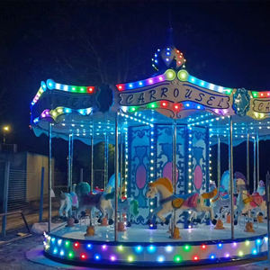 ม้าหมุนกลางแจ้งคุณภาพสูง 16 ที่นั่ง ทำจากไฟเบอร์กลาสและโลหะ สำหรับเด็ก สนุกสนาน เหมาะสำหรับใช้ในบ้านหรือห้างสรรพสินค้า - Product Image 5