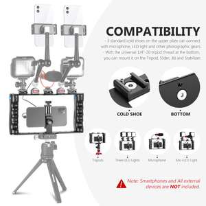 Neewer-Soporte de aluminio para teléfono inteligente, carcasa de vídeo, estabilizador de vídeo, soporte de trípode para videocámara - Product Image 3
