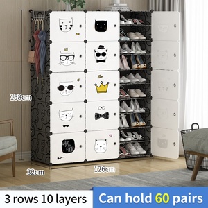 <span class=keywords><strong>Scarpiera</strong></span> Moderna in Plastica Fai-da-Te a 6 Livelli, Nera e Bianca, Economica, Facile da Montare, Grande Capacità, per Casa, Hotel, Magazzino - Product Image 6