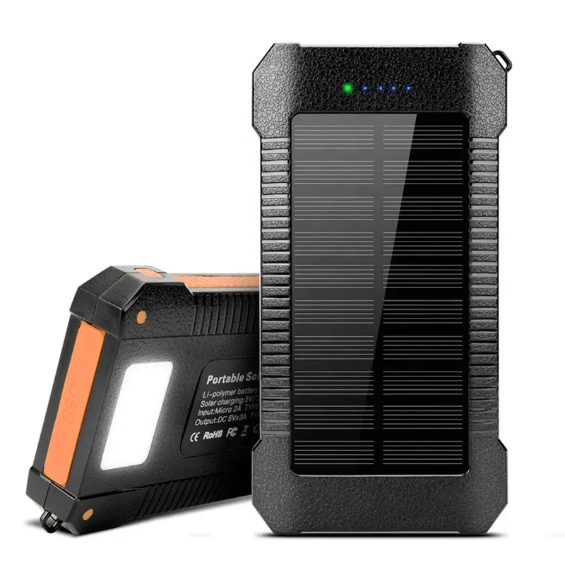 30000mAh Solar 10W Wireless Fast Charging Powerbank Portable Mobile Charger Wholesale Solar Power Bank 30000mah with Flash light