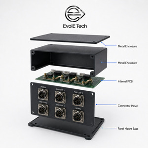 Boîtier de distribution d'alimentation en alliage d'aluminium moulé sous pression IP67 haute fiabilité avec connecteurs circulaires M12, jonction multi-canaux pour alimentation et signal - Product Image 4