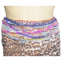 Vente en gros en vrac rose africain 50 pouces Plus Size Tie on Waist Beads on Cotton Thread String Non Elastic Belly Chain Jewelry