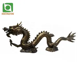 중국 용 유리 섬유 청동 색 중국 용 조각 유리 섬유 동물 동상