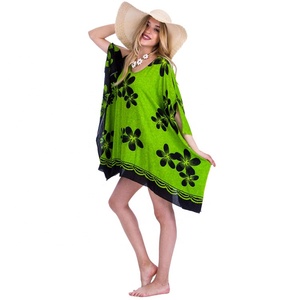 Vestido Poncho de Playa para Verano, Estampado Floral, Informal, Traje de Baño, Ropa de Playa - Product Image 3