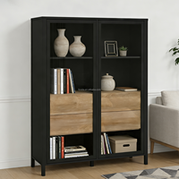 Armoire moderne de luxe en bois à double porte, 4 tiroirs, gain de place, grande capacité, pour salon, chambre, bar à domicile, hôpital, villa, hôtel
