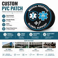 Patch PVC personnalisé en caoutchouc souple, logo de secours en relief 3D, badge auto-agrippant, étanche pour équipement extérieur, sac à dos, veste, urgence