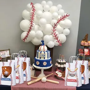 16 Pcs Baseball Gift Paper Bags Sports Party Favors Bags Candy Goodies Bag With Handles For Kids Birthday Party Supplies