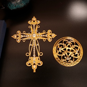 Crucifix en <span class=keywords><strong>or</strong></span> Figurine artisanat religieux modèle de <span class=keywords><strong>croix</strong></span> de noël impression découpée gravure <span class=keywords><strong>catholique</strong></span> métal noir nickelé - Product Image 3
