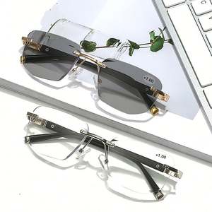 Lunettes de lecture multifocales photochromiques sans monture, anti-lumière bleue, à changement de couleur, unisexe, tendance 2025 - Product Image 1