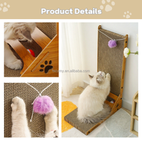 Griffoir pour chat en forme de L en carton ondulé avec balle
