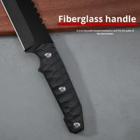 Ensemble de couteaux de cuisine droits et tranchants de luxe léger, manche en fibre de verre, lame en métal, type scimitar, pour le camping