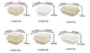 100% phân hủy sinh học 8 inch bột mía bã mía <span class=keywords><strong>container</strong></span> vỏ sò khay sinh thái thân thiện cho bao bì thực phẩm - Product Image 3