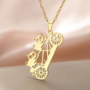 สร้อยคอรูปแรคคูนสำหรับปั่นจักรยานน่ารักสำหรับทำจากสเตนเลสสตีลสร้อยคอรูปสัตว์ของขวัญวาเลนไทน์ - Product Image 5