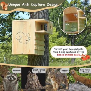 Casetta per Scoiattoli e Piccoli <span class=keywords><strong>Animali</strong></span> in Legno Resistente alle Intemperie, Extra Large con Veranda Esterna - Product Image 3