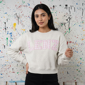 Sudadera con Capucha LENZ Color Gris Ceniza, 100% Algodón, con Apliques de Puntos Blancos y Rosas, Bordado CLUSH SPORTS, Invierno - Product Image 1